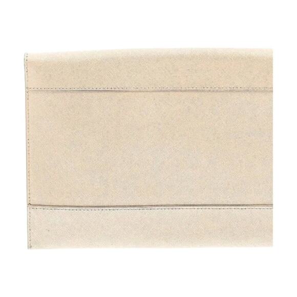 Quince Italian Saffiano Leather Envelope Clutch Gold with Optional Gold Chain - Picture 5 of 8